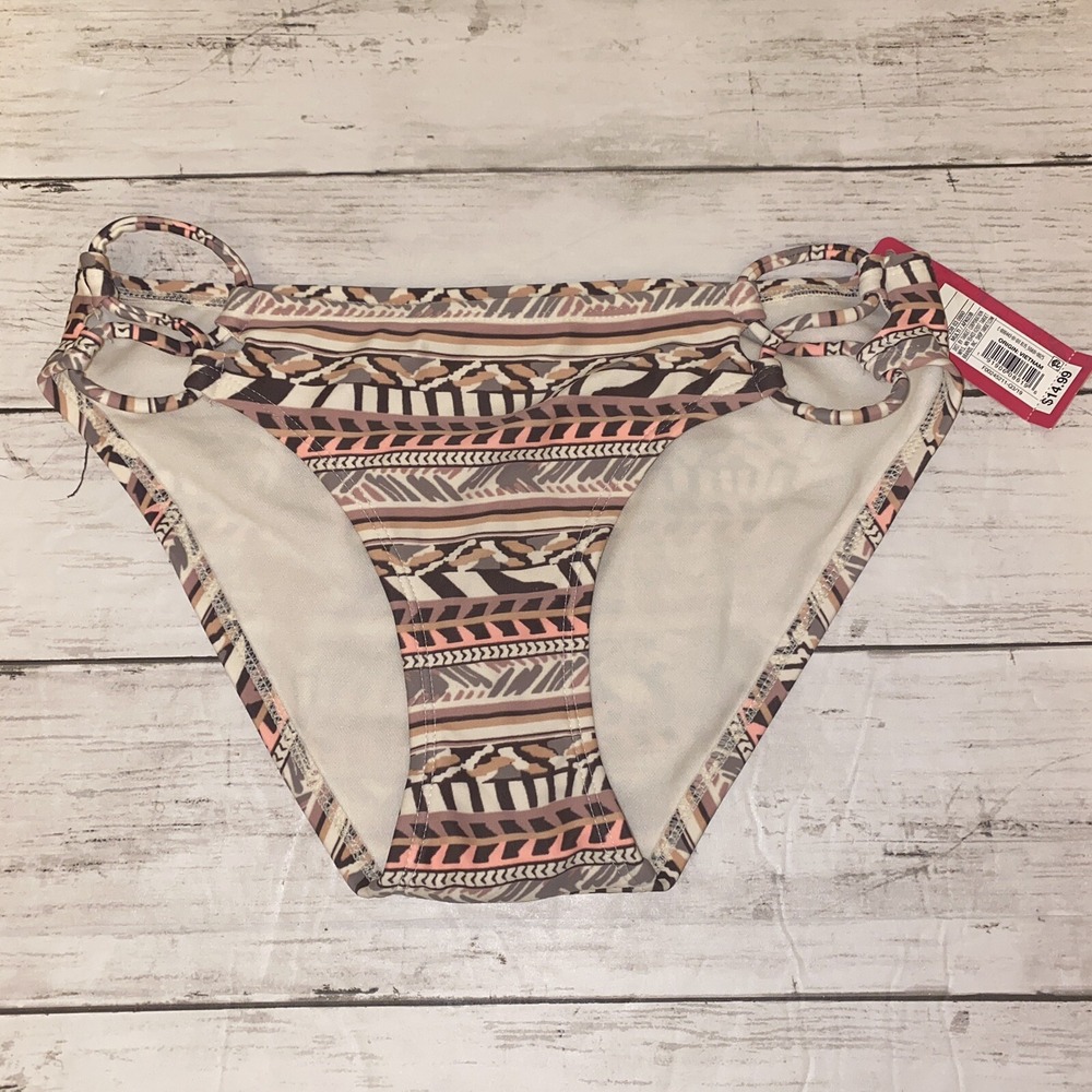 Xhilaration Bikini Bottom Womens Small Tan Pink Aztec Tribalā Swim Cutout Side S